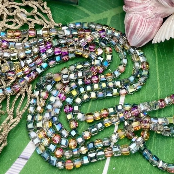 Austrian Crystal Cube Beads Lot DIY AB Colors Jewelry Making DIY Crafting Lot - Picture 3 of 16